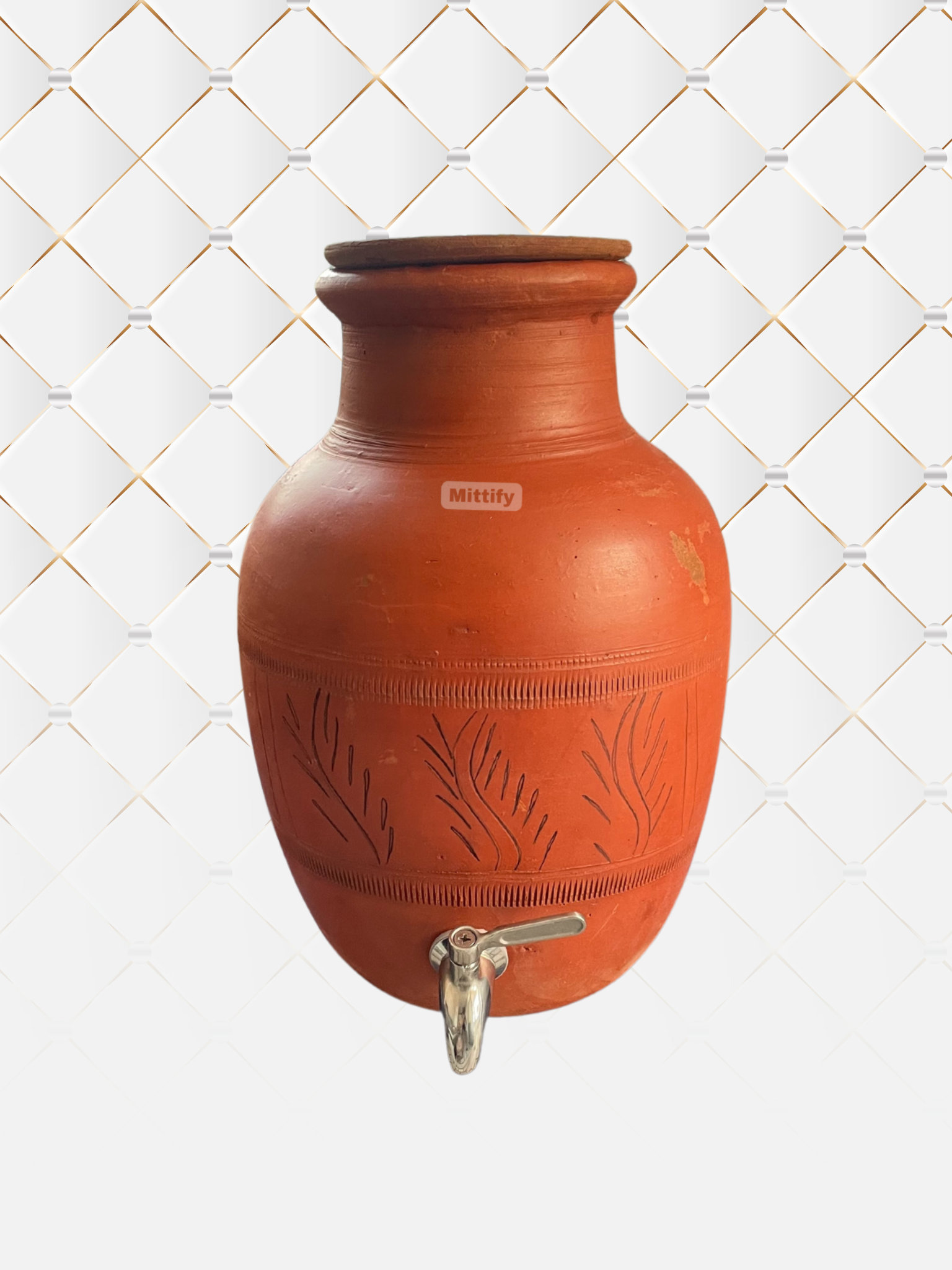 Netural Mitty Red Clay Water Pot (matka), For Kitchen
