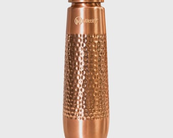 Hand Hammered Pure Copper Water Bottle, 100% Copper Bottle, Traditional Indian Drinkware, Copper Gift, MITTIFY VEDIKA