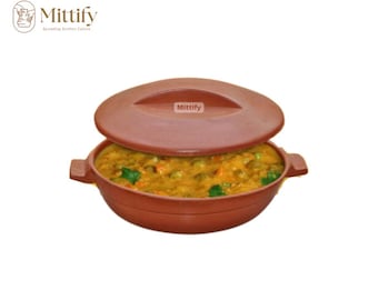 Kadai de arcilla terracota con tapa – 1,5 litros, sin esmaltar
