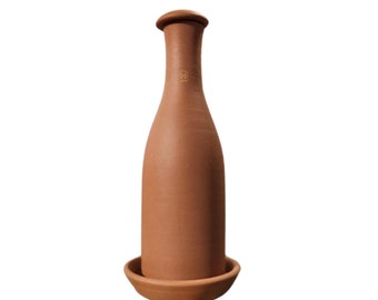 Handmade Terracotta Water Bottle with Lid and Tray, 800 ML