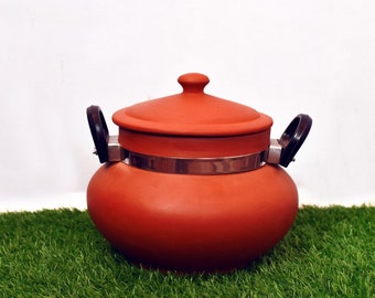Clay Cooking Pot, Multipurpose Terracotta Handi with Handle