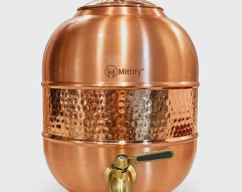 Pure Copper Water Dispenser, Hand Hammered Copper Dispenser, Traditional Indian Copper Drinkware, 100% Copper
