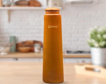Handmade Terracotta Water Bottle: 100ml Clay Sipper, Eco-Friendly
