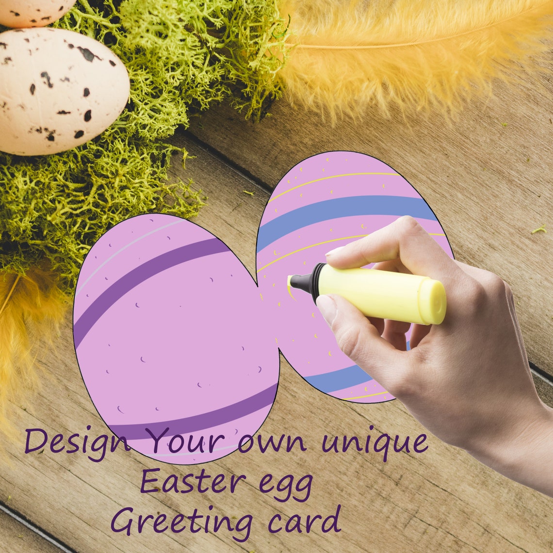 Printable Easter Egg Greeting Card DIY Design and Color Etsy