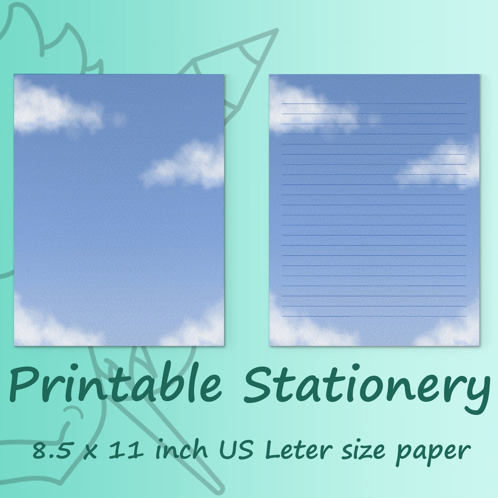 Printable Stationery Printable Writing Paper Notepaper Etsy