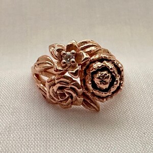 14k Gold gefüllt Rose Diamant Ring für Frauen, Rose Echte massive Sterling Silber Ring mit punziert 925.