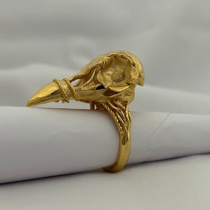925 silver skull ring, Raven Norse Skull with flower Ring, , unique skull ring for men, gift for men, Crow Bird Skull Ring, Raven Jewelry