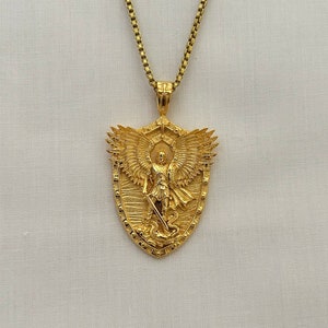 St. Michael Archangel Shield Necklace, Saint Michael Archangel Pendant For Christian, 14k gold filled Faith Necklace , Protection Necklace