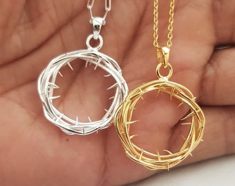 Sterling Silver Crown of Thorns Pendant: Handmade Easter Jewelry