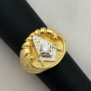 14k gold filled Handmade Master Mason diamonds Ring, Masonic Ring, Freemason diamond ring, 925 sterling silver ring.