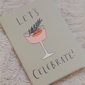 Let’s Celebrate! Luxury Cocktail Greeting Card - Individual - Blank Inside