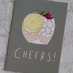 Saluti! Biglietto d'auguri estivo per cocktail/bevande di lusso, individuale, interno vuoto