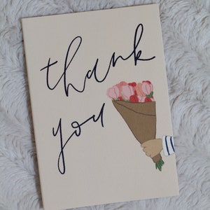 Carte de voeux de luxe Merci - bouquet de fleurs en papier brun - individuelle - intérieur vierge