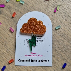 Neil Cloud & Lightning Bolt Plexiglass Pin Badge