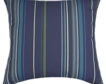 Sunbrella Stanton Lagoon Pillow Cover - Striped Indoor/Outdoor Decor