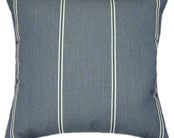 Sunbrella Equal Ink Outdoor Pillow Cover - Navy Pinstripe Decorative Pillow