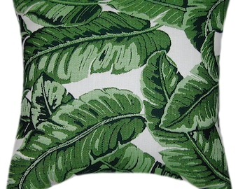 Sunbrella Tropics Jungle Pillow Cover - Tropical Green Leaves, Indoor/Outdoor
