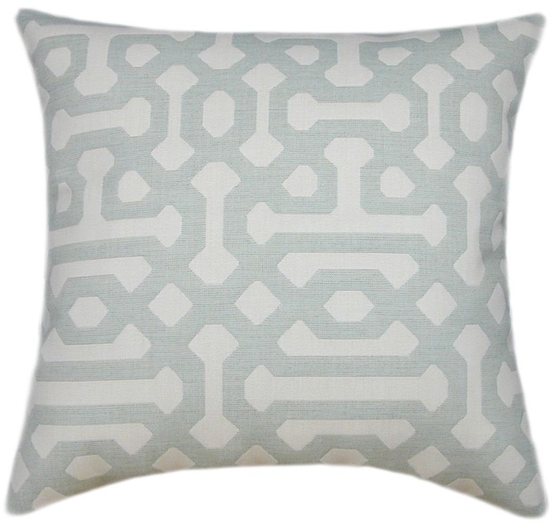 Sunbrella® Fretwork Mist Pillow Cover Sunbrella Outdoor Pillow Cover