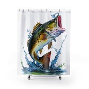 Big Mouth Barsch Angeln - Duschvorhang - Wohnkultur, Badezimmer Dekor 71 "x 74"