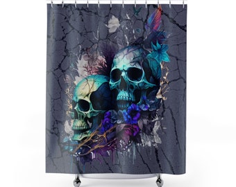 Gothic - Summer Dark Skulls - Shower Curtain - Home Decor, Bathroom Decor 71"  x 74"