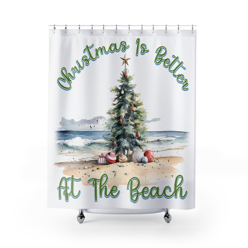 Beachy CHRISTMAS SHOWER Curtain Holiday Decor, 71 X 74 Etsy Canada