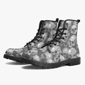 Gothic Skull-gevechtslaarzen – Edgy veterschoenen voor dames en heren Punk Grunge-vechtlaarzen