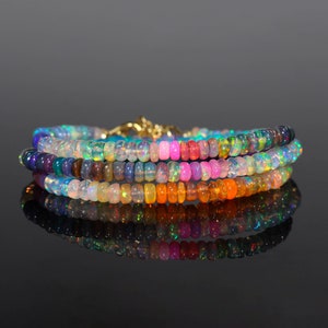 Multi Fire Opal Bead Necklace, Multi Color Opal Gemstone Necklace ...