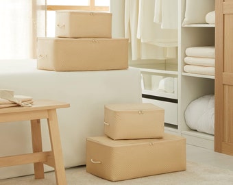 Bolsas de almacenamiento para dormitorio, organizador de ropa y mantas, cajas dobles de tela para lavandería, bolsa de almacenamiento de edredón de gran capacidad (paquete de 4)