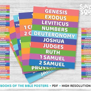 Printable 8.5x11&quot; Books of the Bible Posters Kids Sunday School Christian Classroom Decor Church Bible Printable Old Testament New Testament