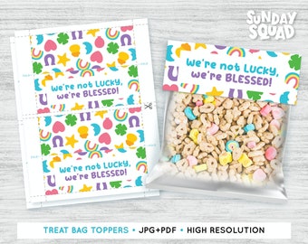 Printable Treat Bag Toppers We&#39;re Not Lucky We&#39;re Blessed Faith Kids Sunday School Church Bible Printable Christian St. Patrick&#39;s Day