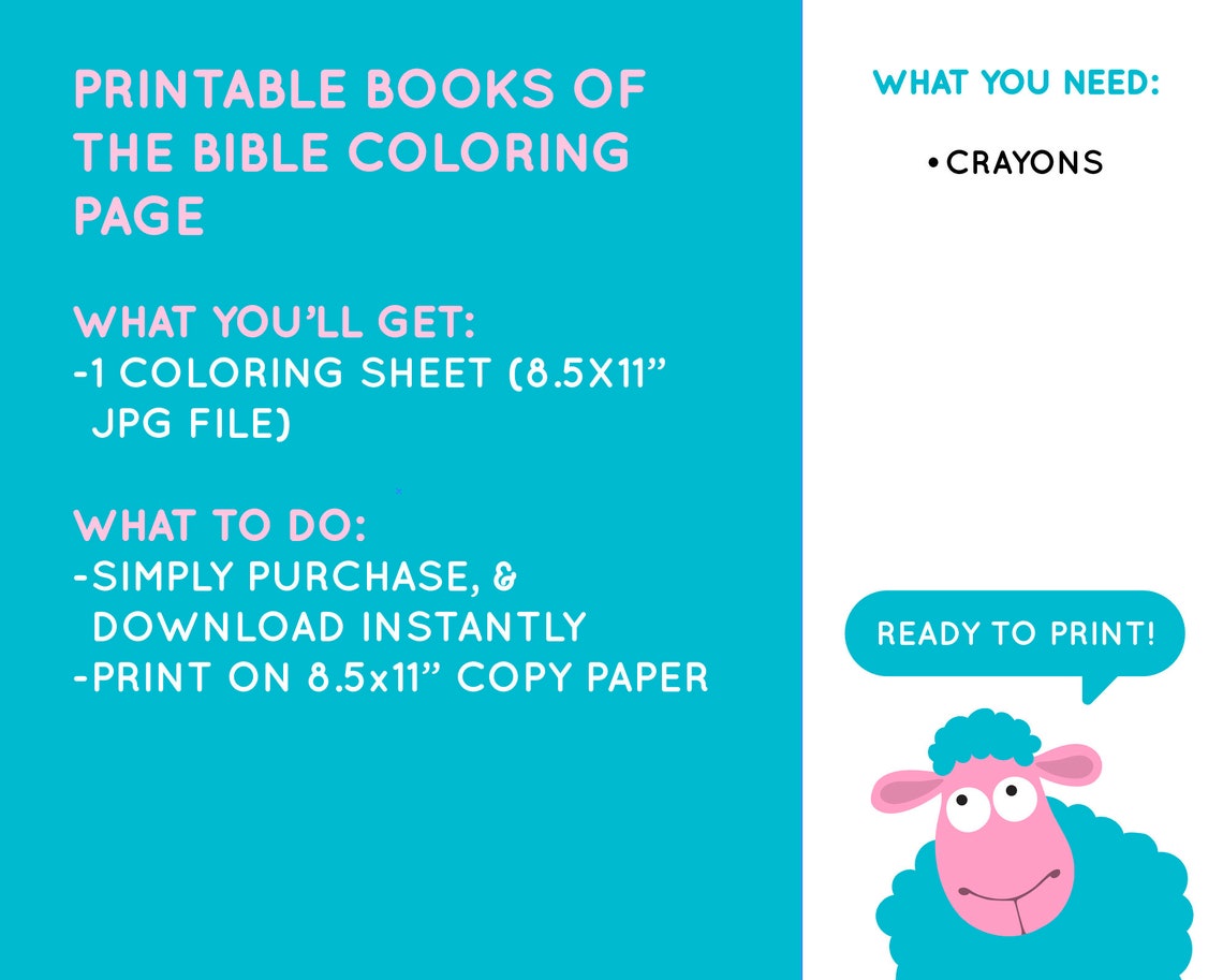 Printable Books of the Bible Coloring Page Children Kids Sunday School ...