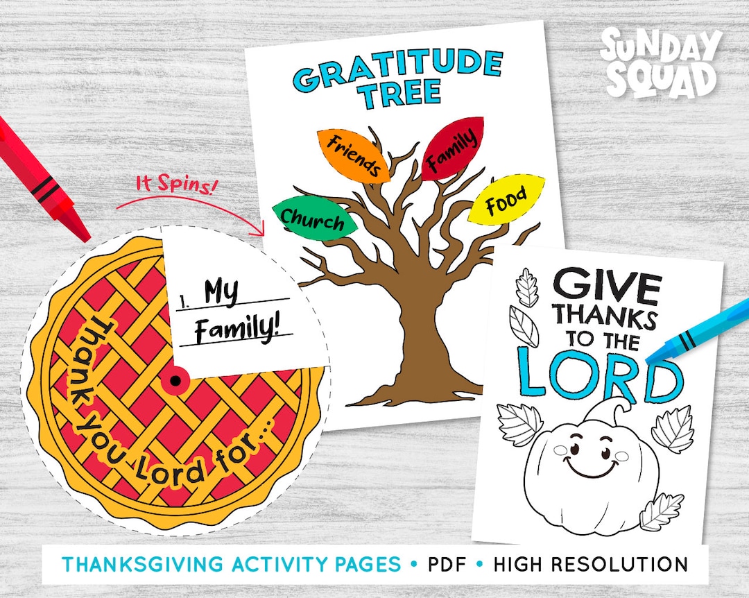 Printable Thanksgiving Activity Page Bundle Children Kids Sunday School ...