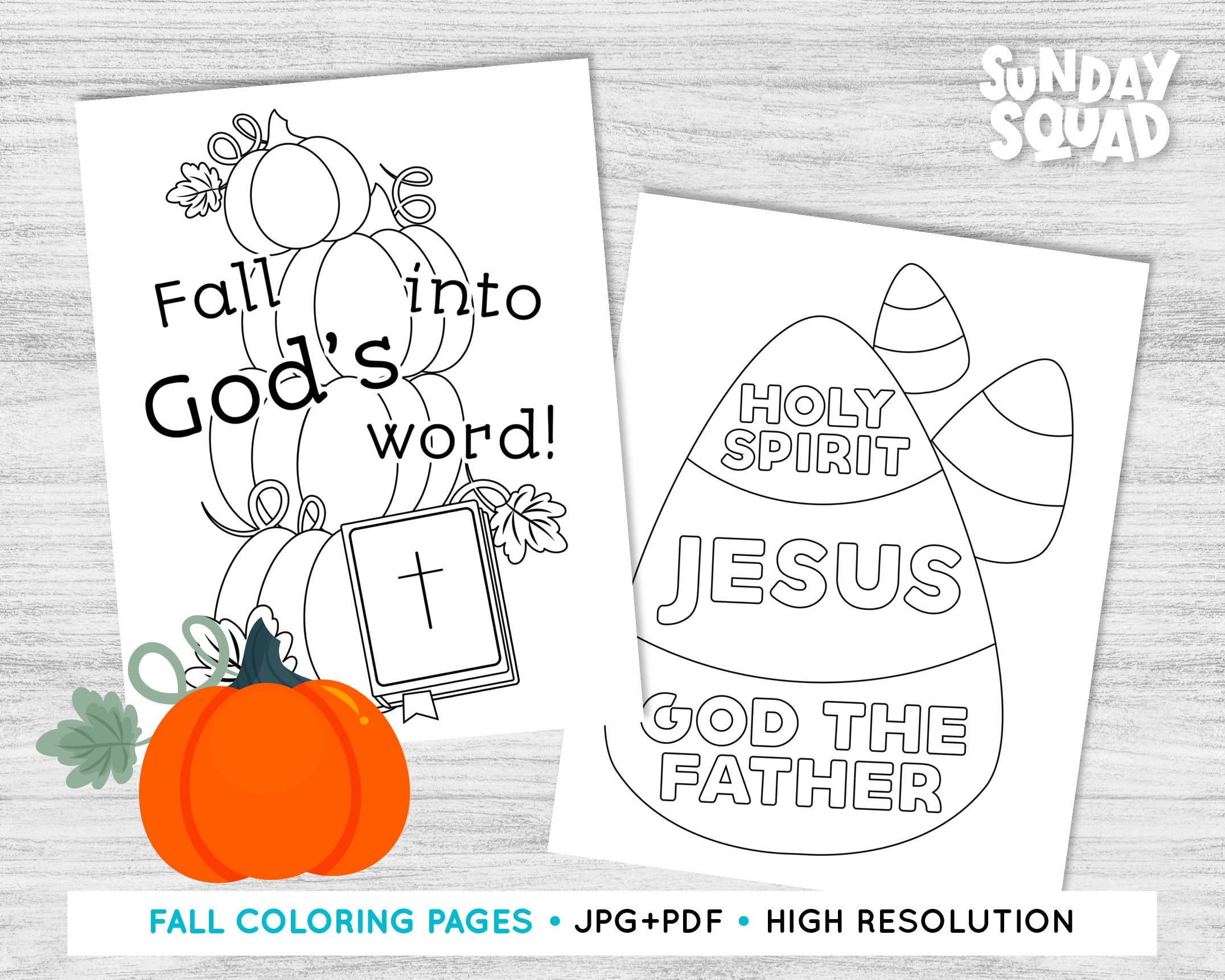 Printable Fall Coloring Pages Set of 2 Designs Autumn Pumpkin Candy