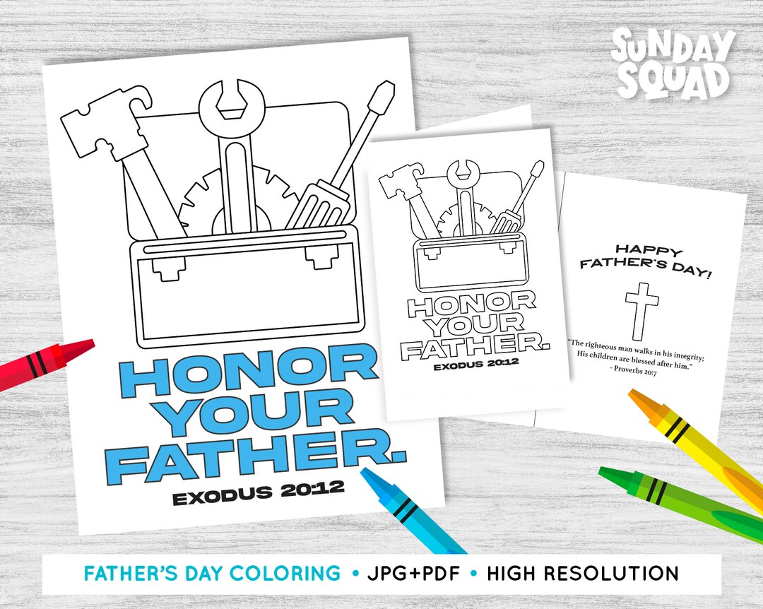 Printable Father's Day Coloring Page and Card Children Kids Sunday ...