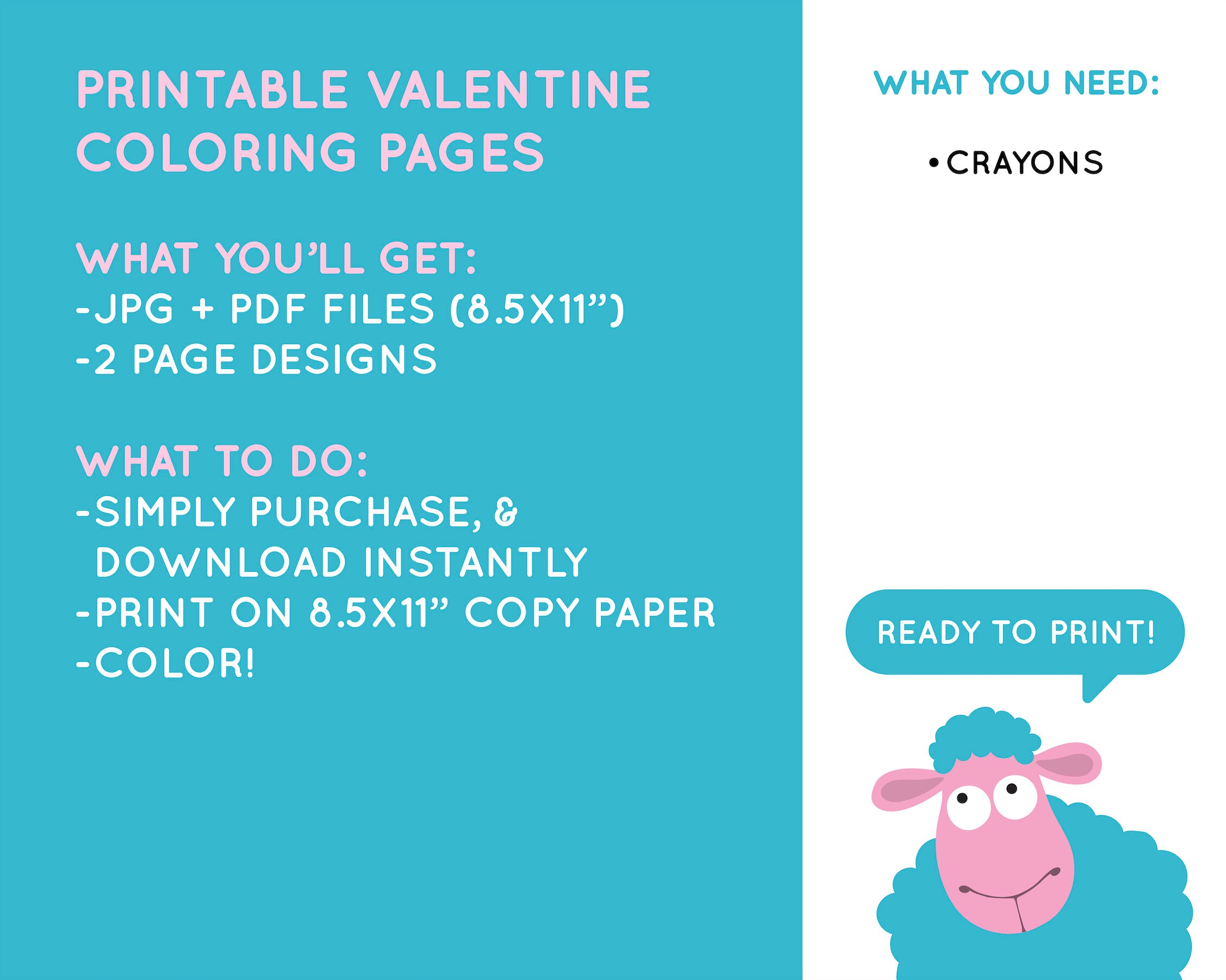 Printable Valentine's Day Coloring Pages Set of 2 Designs God is Love ...