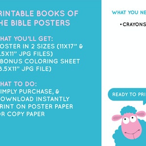 Printable Books of the Bible Poster Children Kids Sunday School ...