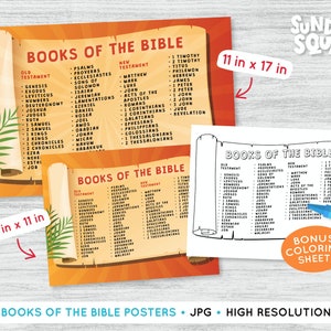 Printable Books of the Bible Poster Children Kids Sunday School Christian Classroom Decor Church Bible Printable Coloring