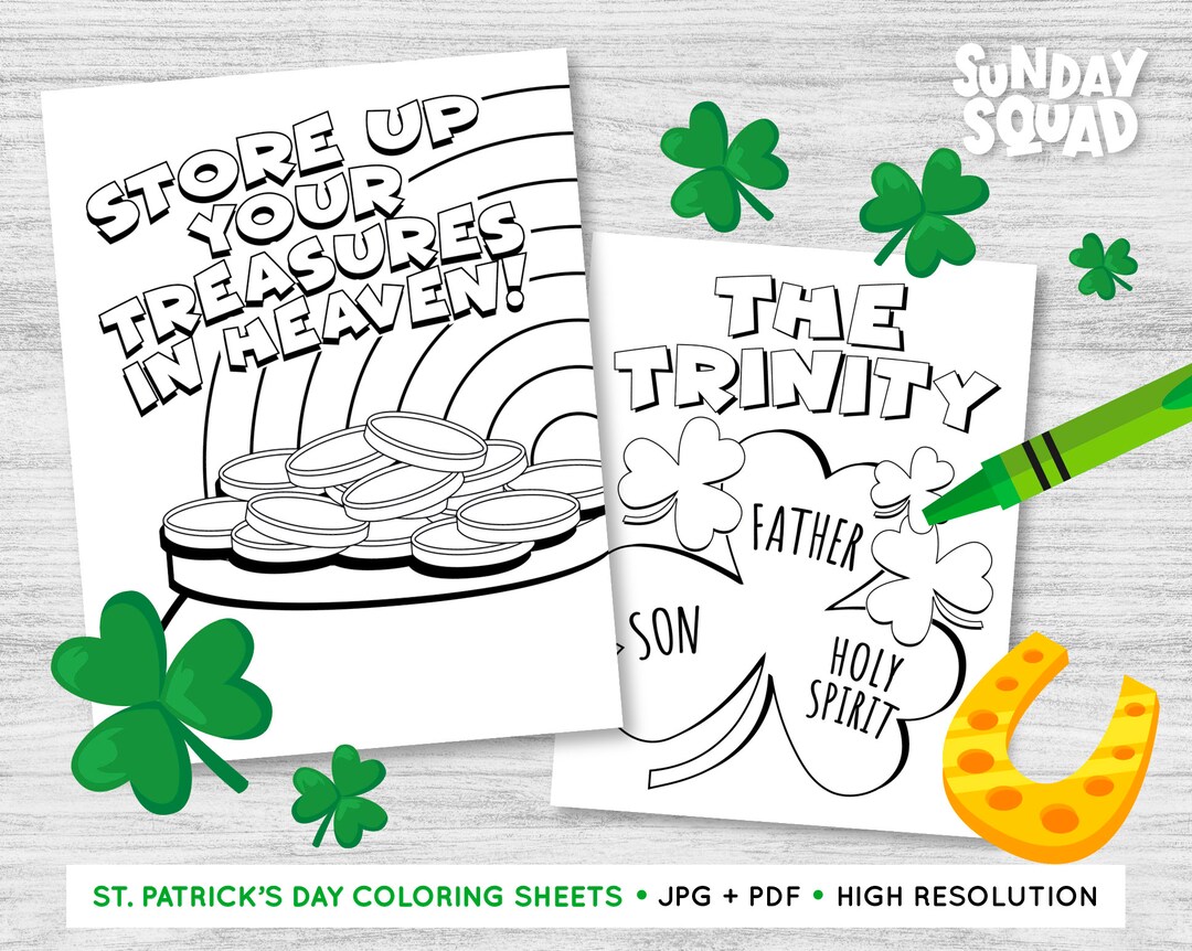 Printable St. Patrick's Day Coloring Pages Set of 2 Children Kids ...