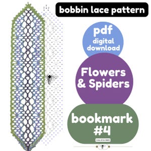 FLORES e ARANHAS Padrões de marcadores de renda de bilro, MARCADOR 4, padrões em pdf para imprimir em casa, artesanato de arte em fibra faça você mesmo, rendas, imprimíveis