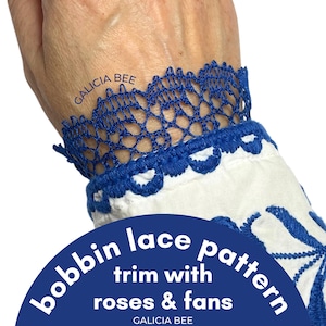 Bobbin Lace TRIM PATTERN with 4 pin fans rose ground and footside, PDF Digital download with video tutorial