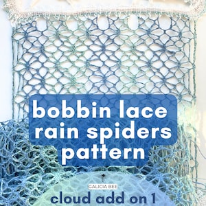 Bobbin Lace RAIN SPIDERS Pattern, Cloud Pattern Add On 1, pdf lace patterns to print at home, DIY learn bobbin lace tutorials instructions