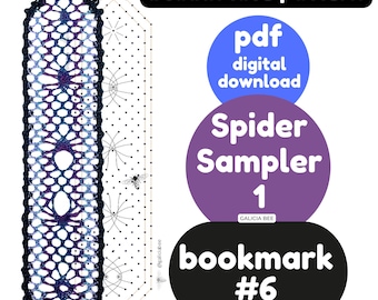 Bobbin Lace Bookmark Pattern, Learning Series 6, Spider Sampler 1 (PDF Pattern), fiber art lacemaking, printable learn with video tutorials