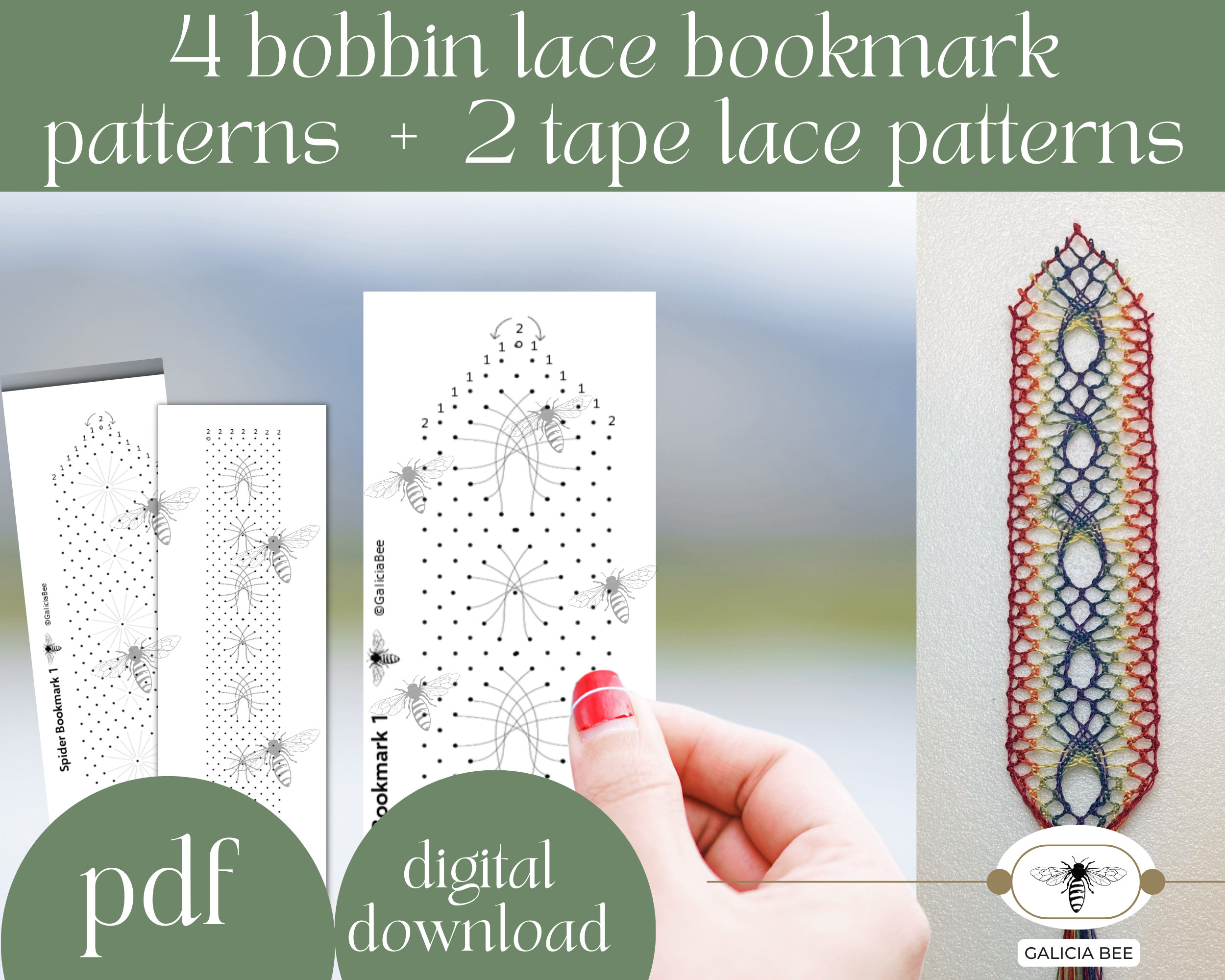Bobbin Lace BOOKMARK Patterns Bobbin Lace Practice Patterns - Etsy UK