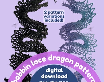 Patrón Encaje de Bolillos DRAGÓN, patrones de encaje pdf para imprimir en casa, manualidad diy con fibra para hacer forma de DRAGÓN, patrones de encaje de bolillos