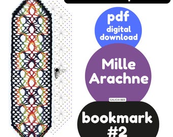 MILLE ARACHNE Bobbin Lace BOOKMARK Patterns, Spiders and Cathedral Window Spiders, pdf patterns to print at home, diy fiber art craft