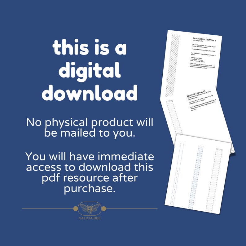 May include: Digital download of a printable PDF resource for learning how to crochet. The PDF includes instructions for basic ground patterns and practice exercises. The text on the page reads "Basic Ground Pattern 1" and "Practice the Basics".