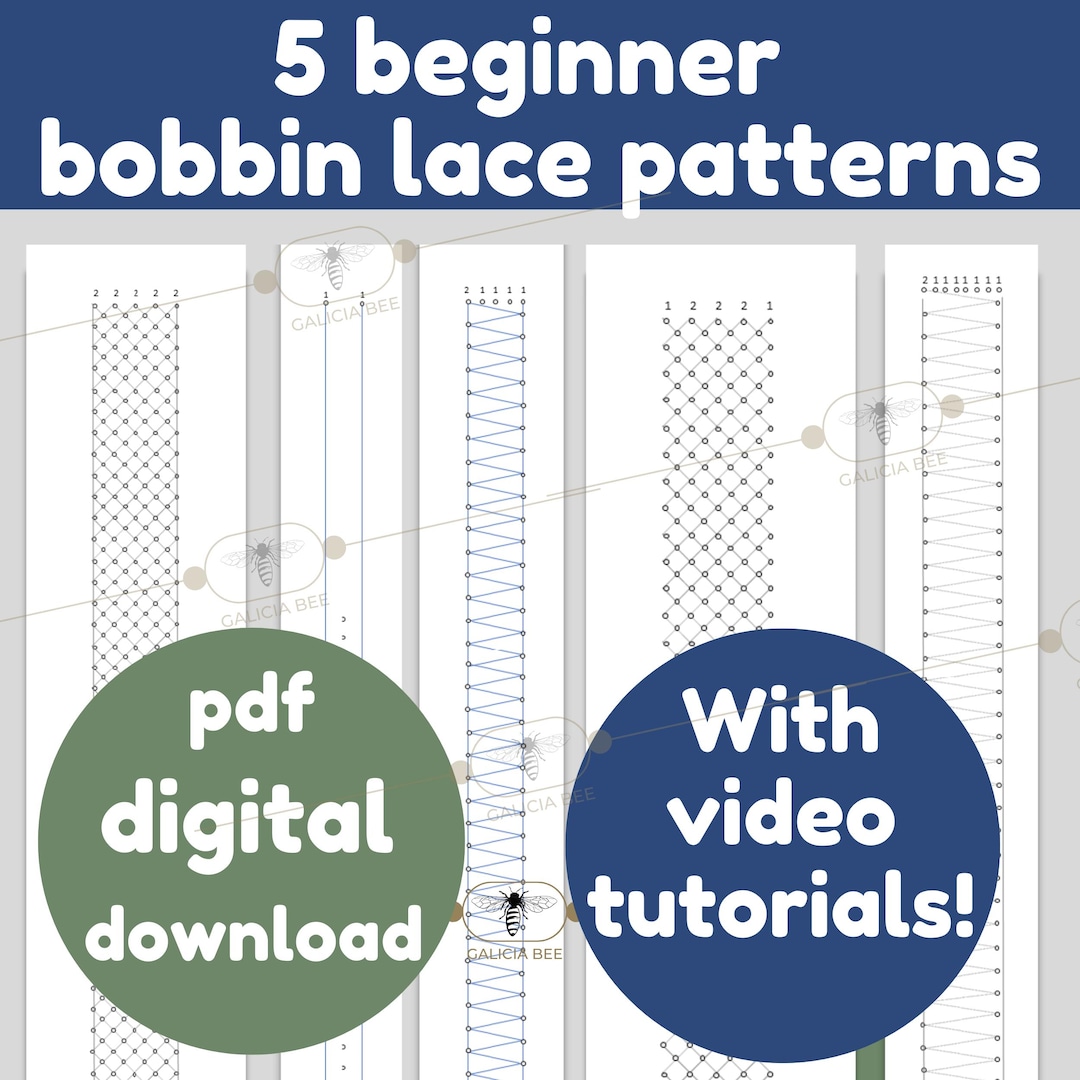 5 Beginner Bobbin Lace Patterns, Bobbin Lace Practice Patterns to Print ...