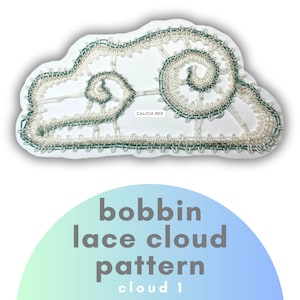 Bobbin Lace CLOUD Pattern, pdf lace patterns to print at home, diy fiber art craft to make a cloud shape, bobbin lace patterns, weather art