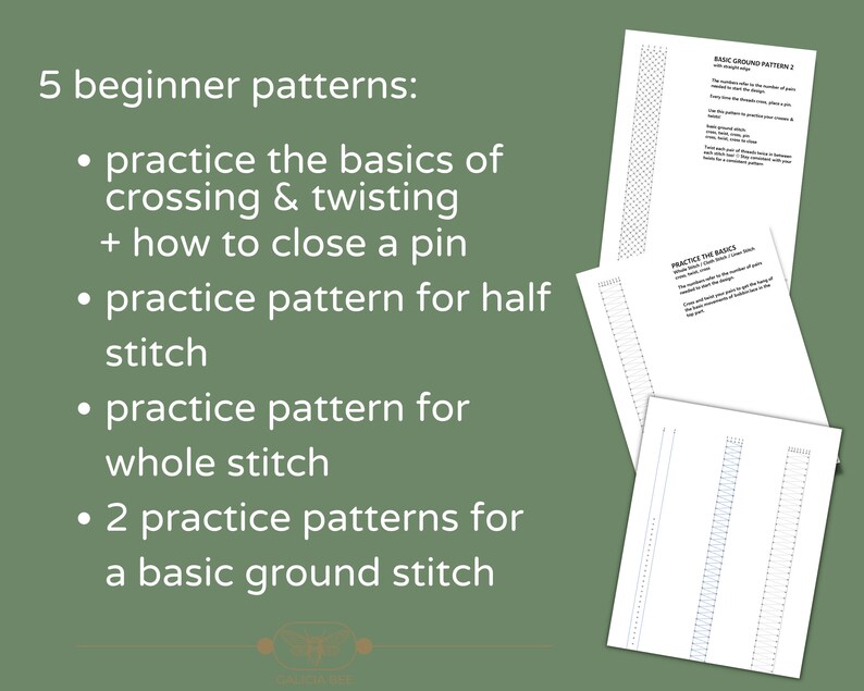 5 Beginner Bobbin Lace Patterns Bobbin Lace Practice Patterns - Etsy