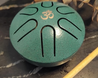 Mini Steel Tongue Drum 3 Inch | Green Meditation Drum | Sound Healing Instrument | Yoga & Reiki Gift | New